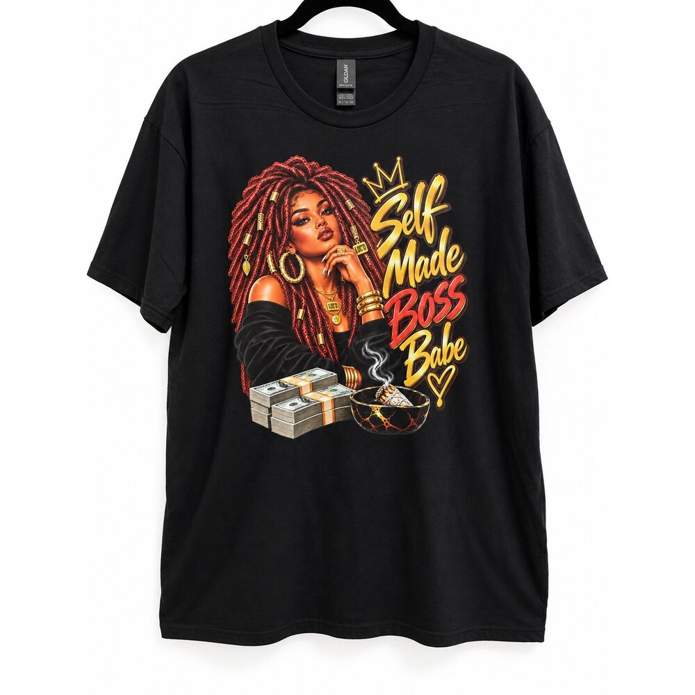 Self Made Boss Babe Graphic T-Shirt Black Women Entrepreneur Custom Tee S-3XL